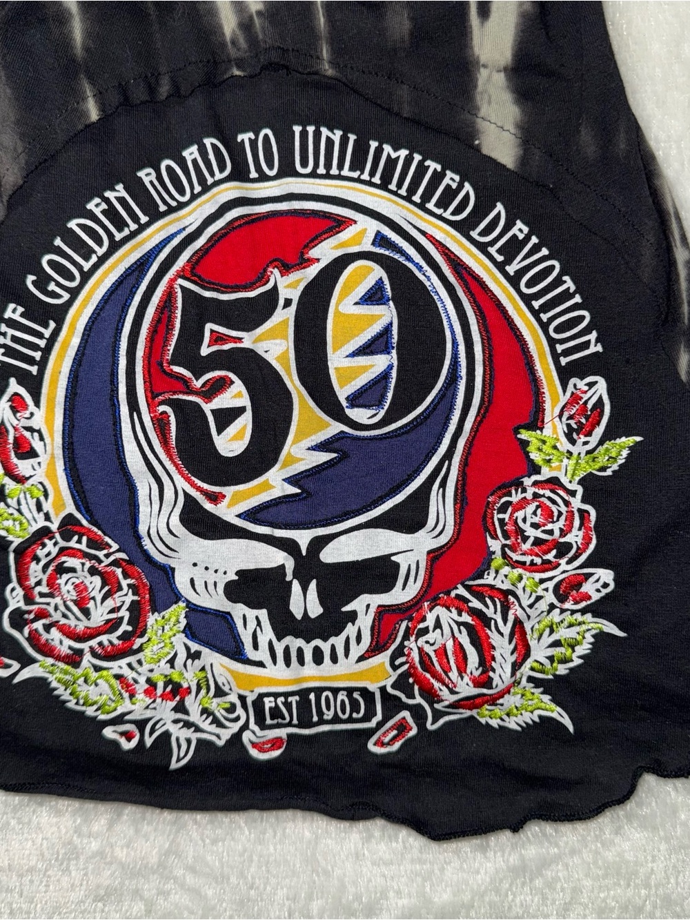 Grateful Dead Tie-Dye Black Halter Tank Top with 50th anniversary - Picture 4 of 7
